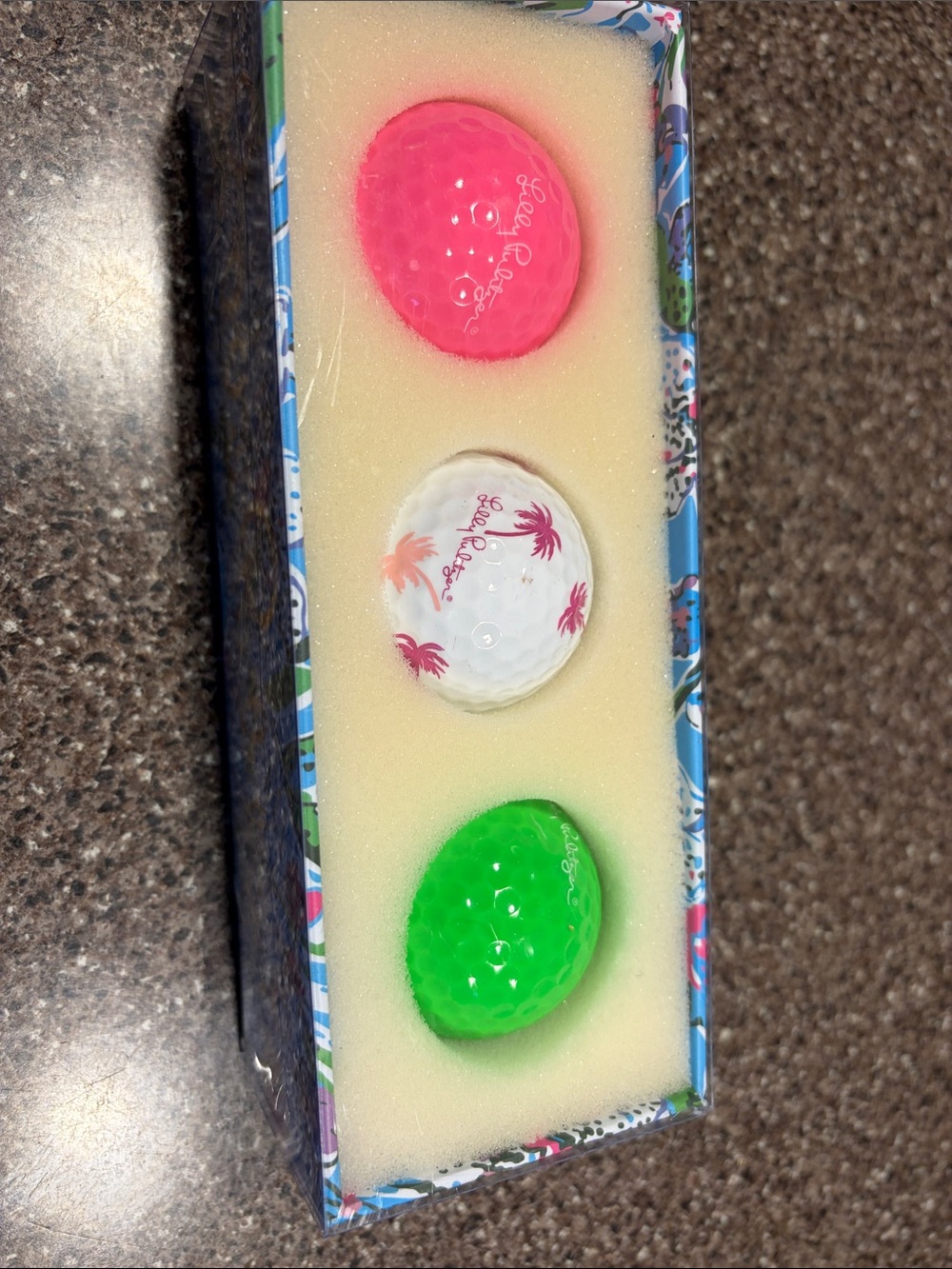 Lilly Pulitzer Bright Pink, White & Lime Green Golf Ball Set